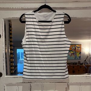 T Tahari Black and White Striped Tank Top